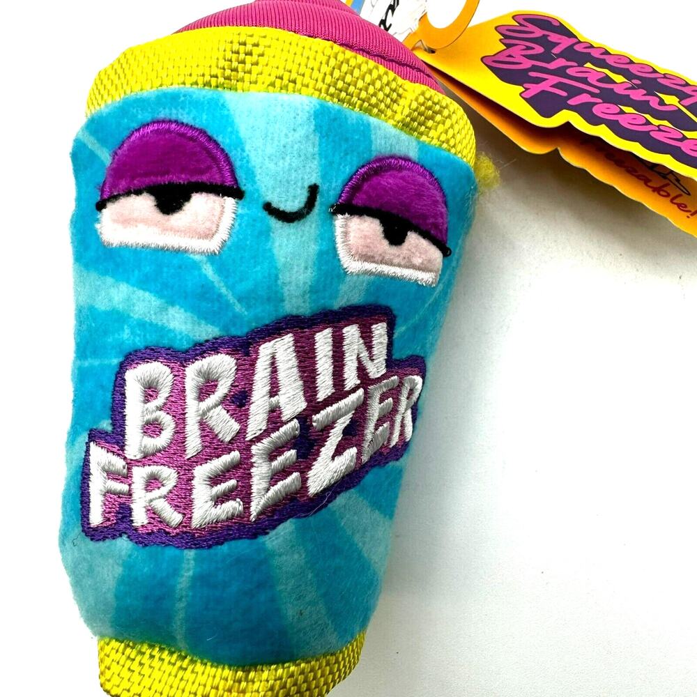 BARK BOX | NEW Squeezy Brain Freezer Medium Plush‎ Dog Toy Floats Sponge Squeaks
